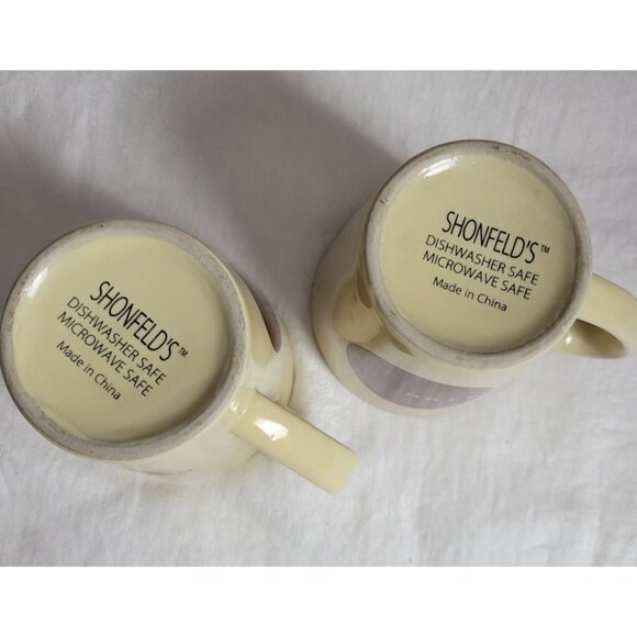 Shonfeld's Coffee Mugs Pair of 2 Lot Bundle Beige Brown Stoneware mug 12 oz ea. - Picture 7 of 8